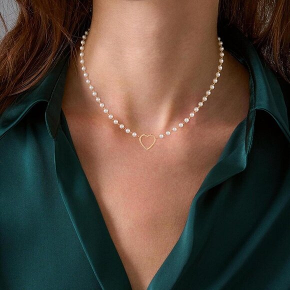 Yatumery Heart Necklace Women 14K Gold Plated Zirconia Pendant Trendy Jewelery - Picture 4 of 7